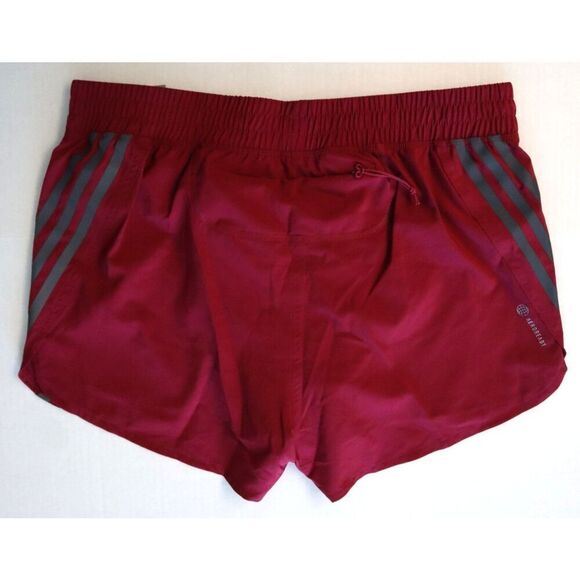 Adidas H57186 Women's Sz M Burgundy Run Icons 3-Stripes 3" Running Shorts - Picture 2 of 10